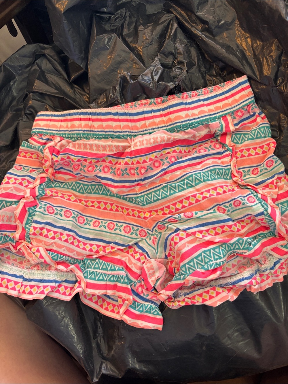 Garanimals Pink Multi-Stripe Ruffle High Waist Shorts 7